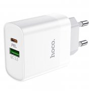 Превью Сетевое зарядное устройство Hoco C80A USB/Type-C с кабелем (Type-C-Type-C) (белое) &mdash; 5