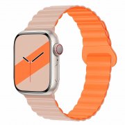 Ремешок - ApW32 Apple Watch 44 mm силикон на магните (песочно-розовый/оранжевый)