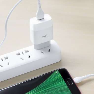 Сетевое зарядное устройство HOCO C72A Glorious с кабелем micro-USB (белое) &mdash; 9