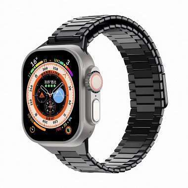 Ремешок - ApW33 для Apple Watch 44 mm металл на магните (черный) — 1