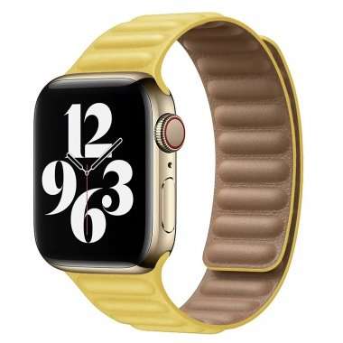 Ремешок для Apple Watch 44 mm экокожа на магните (желтый) — 1