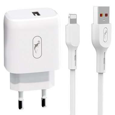 Сетевое зарядное устройство SKYDOLPHIN SC22EL (USB - Lightning) (белое) — 1